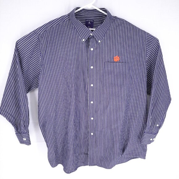 Clemson University Tiger Paw Striped Purple Shirt Men's 2XL Long Sleeve XXL - Picture 2 of 6